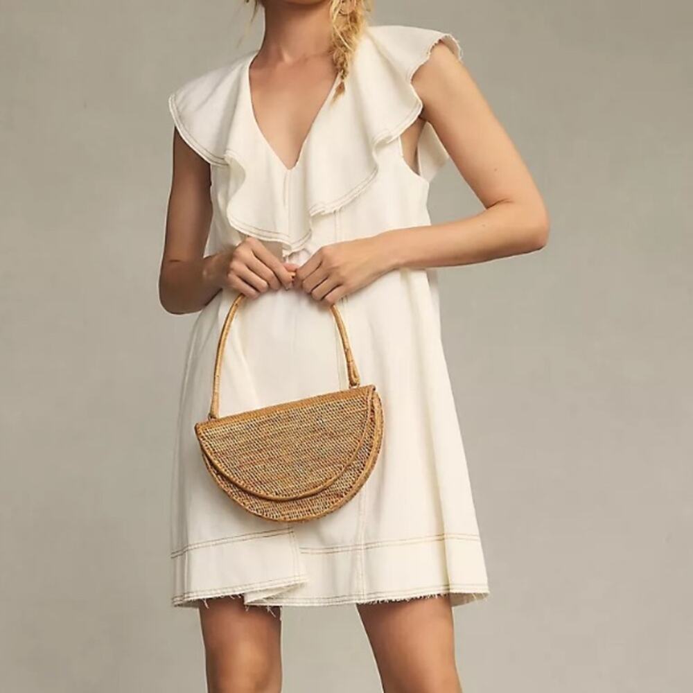 Pilcro Ruffle V-Neck Shift Dress size XL creamy White